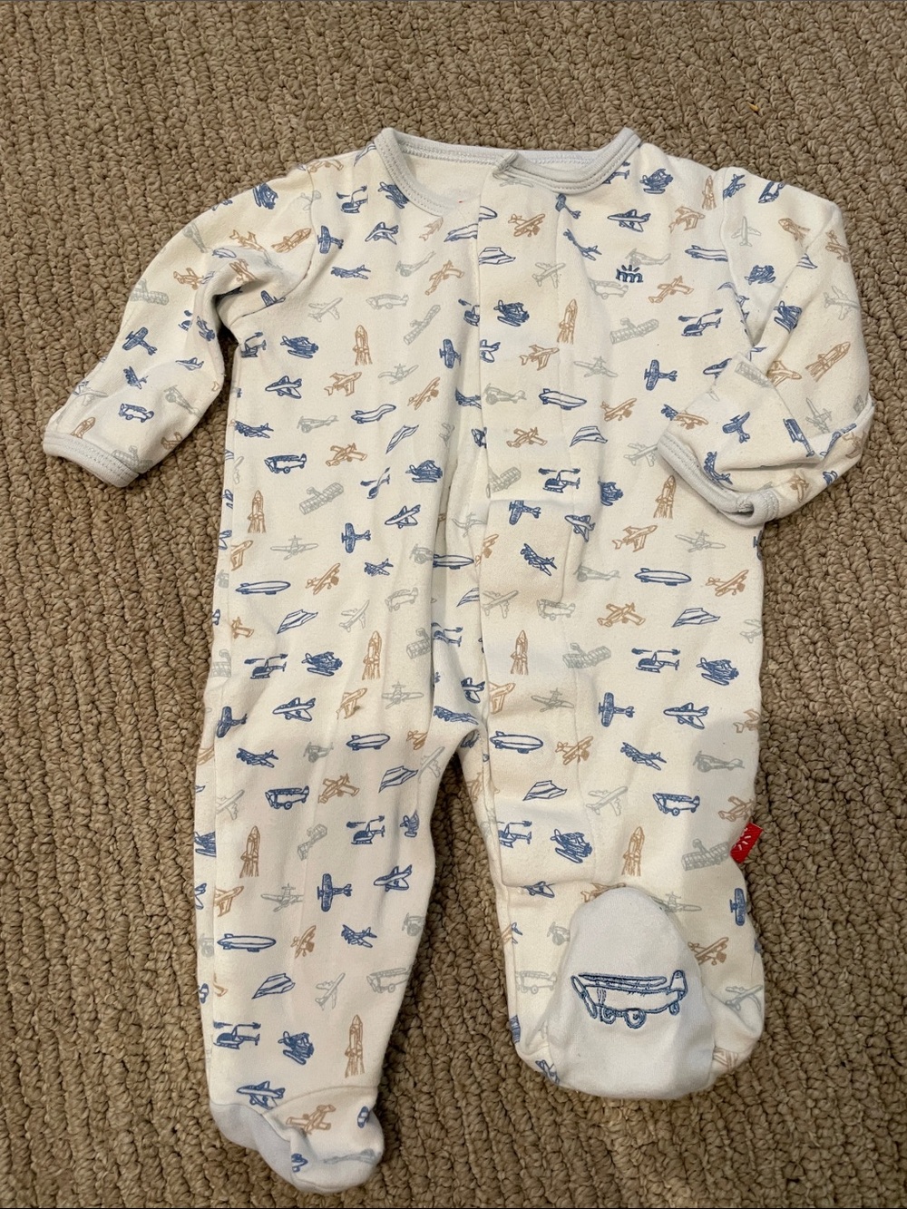 Magnetic Me Airplane Print Footed One-Piece Newborn